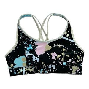 JUSTICE Girls Metallic Reversible FOIL Athletic Sports Bra Top Active Wear Sz 10